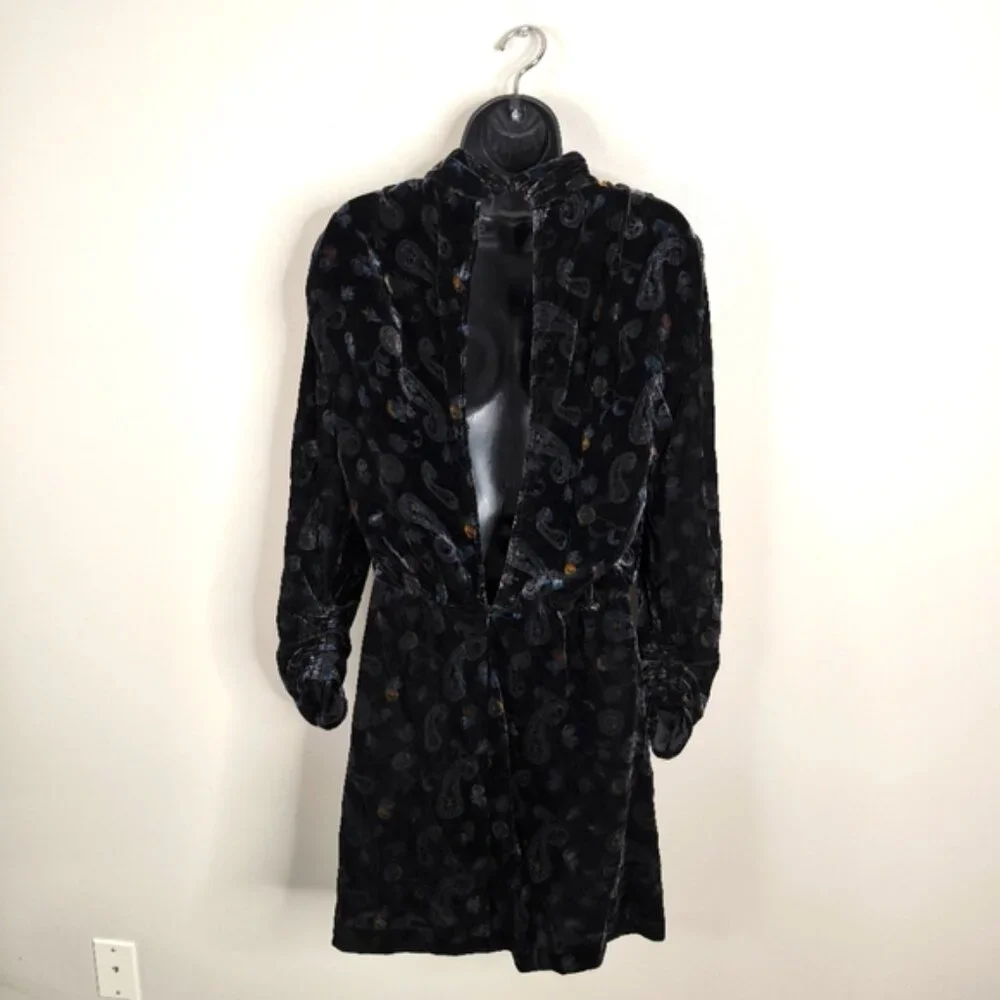 Zara Velvet Velour Paisley Print Whismigoth Victorian Goth Open Back Dress S - Picture 4 of 8